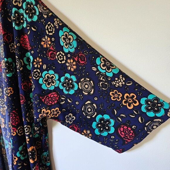 EUC LULAROE FUN FLORAL PRINT KIMONO SHRUG TOP LONG LINE SIZE SMALL - Picture 7 of 12